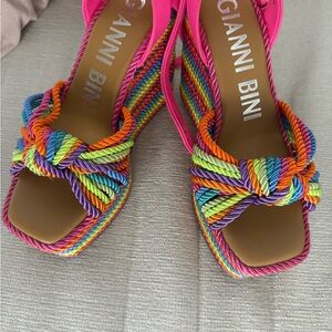 Gianni Bini Multicolor Braided Platform Sandals